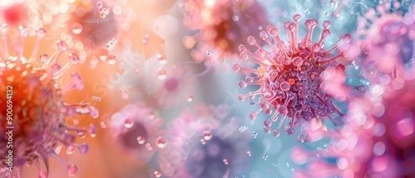 Fototapeta Soft pastel-colored pathogens on a white background for a light and airy prom photo. 