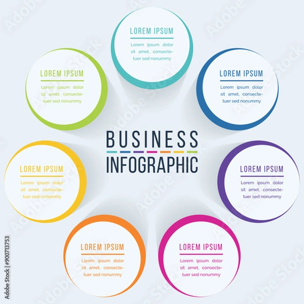 Fototapeta Circle Infographic design 7 steps, objects, elements or options business information