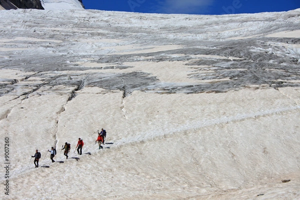 Fototapeta Cordée sur le glacier blanc