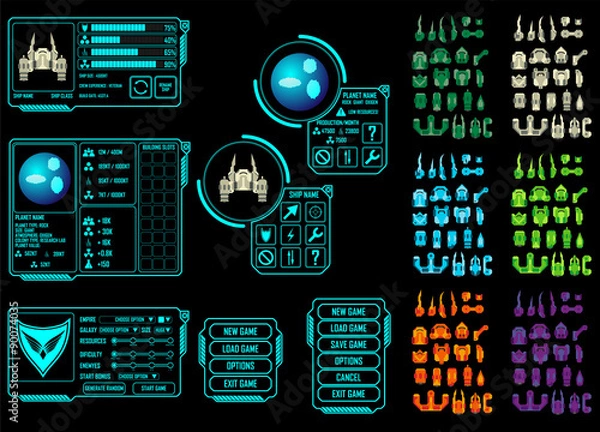 Obraz Vector elements for strategy space video game
