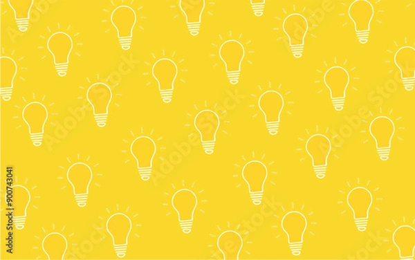 Fototapeta Light bulb vector illustration pattern wallpaper, electricity and light. Clip art light bulb concept art ornament. Idea art. Blackout, lights off, lights on. The light bulb illuminates the cover.