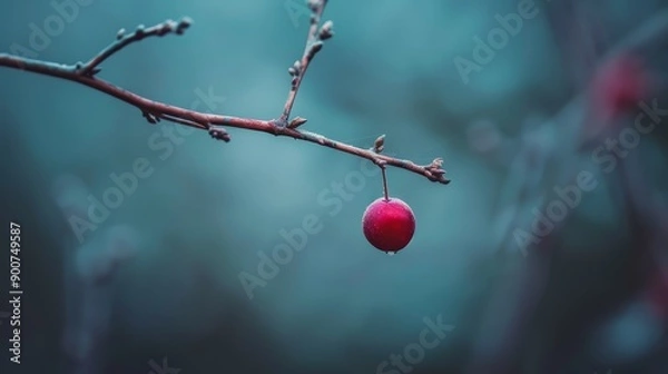 Fototapeta Single berry on delicate branch