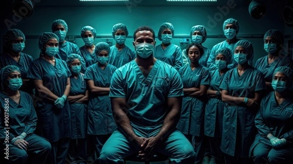 Obraz Diverse team of health professionals in an operating theatre
