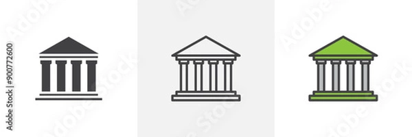Fototapeta Courthouse colored icon set