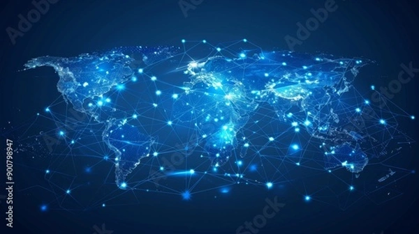 Fototapeta Networked World Map