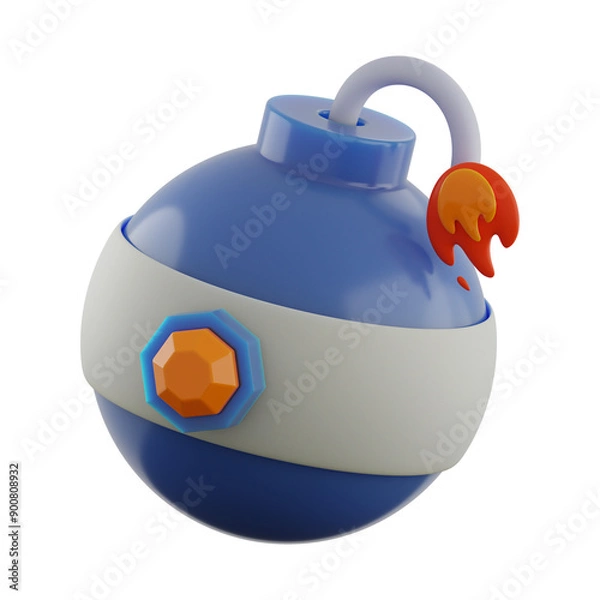 Fototapeta Premium game asset bomb icon 3d rendering on isolated background