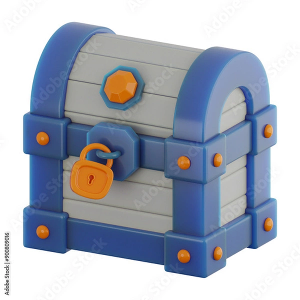 Fototapeta Premium game asset pirates treasure chest icon 3d rendering on isolated background