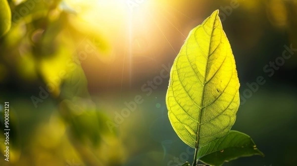 Fototapeta Leaf with sunlight filtering through