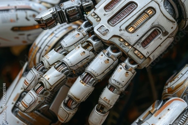 Obraz Digital illustration of a robotic hand gripping symbolizing mechanical precision and advanced technology