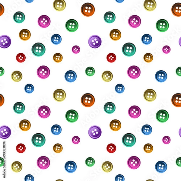 Fototapeta Vector seamless pattern from the buttons on white
