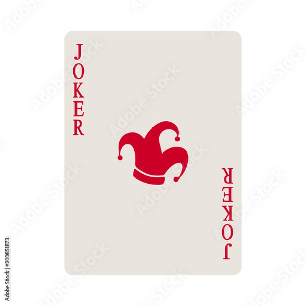 Fototapeta Joker or wild with jester hat symbol playing card vector
