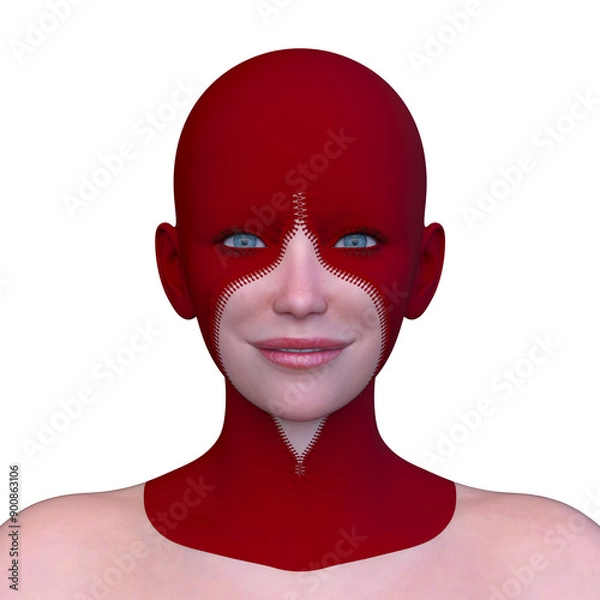 Fototapeta 女性の顔アップ　3DCGレンダリング