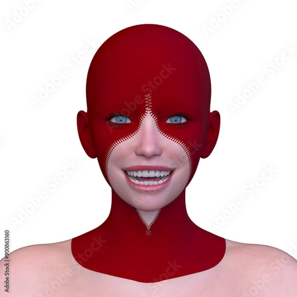 Fototapeta 女性の顔アップ　3DCGレンダリング