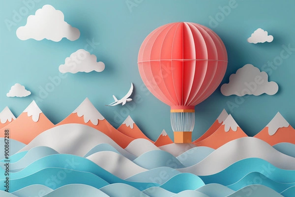 Obraz Balon nad wzgórzami 3D
