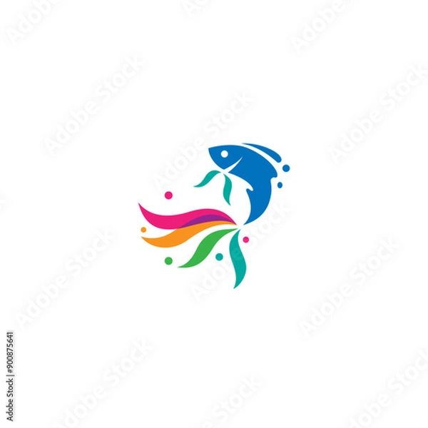 Obraz fish logo in colorful flat vector design style