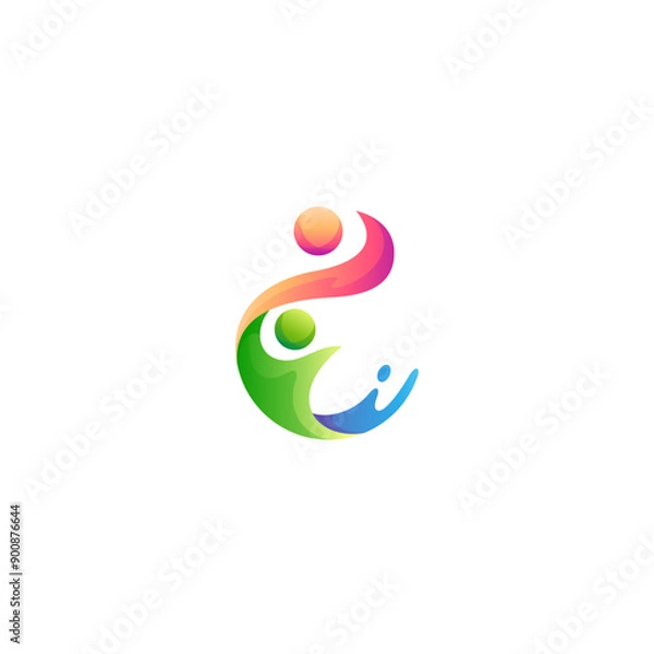 Obraz abstract letter c people logo with colorful gradient 3d vector design style