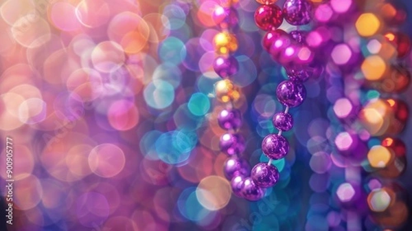 Fototapeta A bunch of colorful beads hanging from a string