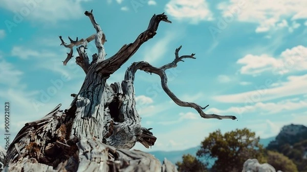 Fototapeta a dead tree that only has its trunk and branches left : Generative AI