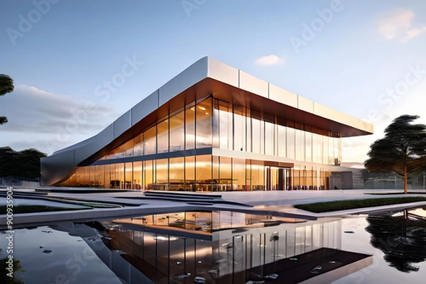 Fototapeta office building in autumn, modern office building
