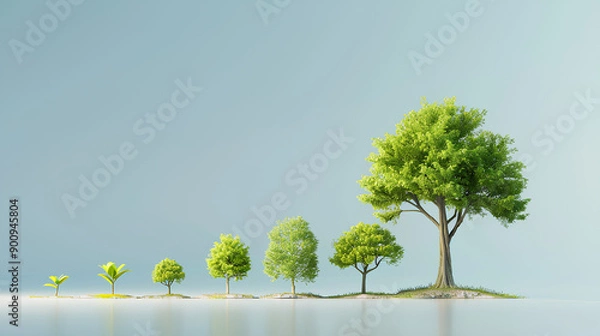 Fototapeta Evolution of Life: A Tree's Journey from Seedling to Full Bloom.