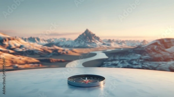 Obraz Close up compass navigating in business concept.