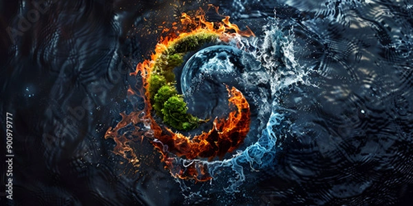 Obraz Elemental Balance of Fire, Water, Earth, and Air