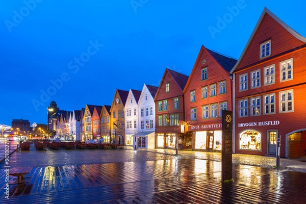Obraz Bergen Bryggen at Night