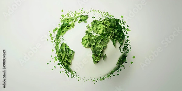 Obraz green world map, green earth globe