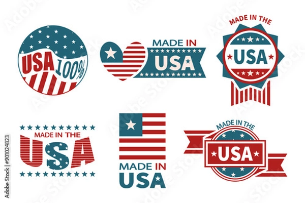 Fototapeta Made in USA . Set of various america badges and emblems . Vector .