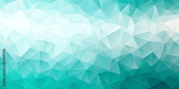 Fototapeta Refreshing aqua mint and white geometric shapes on a cool abstract background AI Generative
