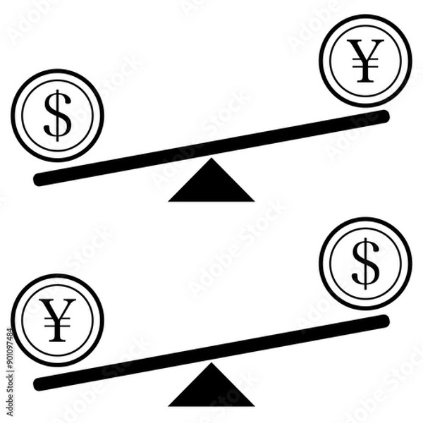 Obraz 円とドルの関係イラスト