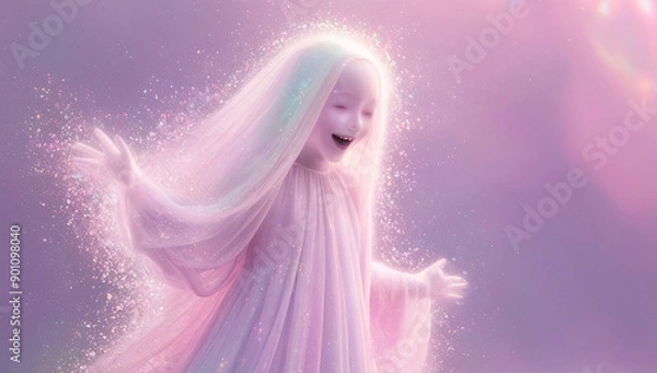 Fototapeta Fantôme halloween peur monstre rêve rose fée IA 11