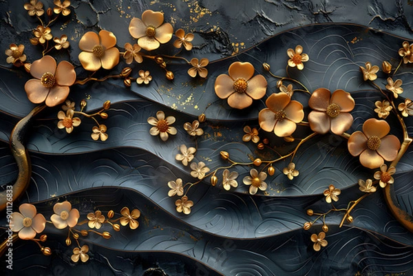 Fototapeta Abstract art background. Restore ancient ways, nostalgia, golden touch. Texture background.