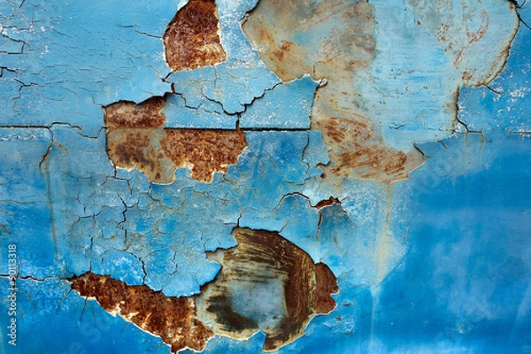 Obraz Peeling paint old car door and rusty texture background