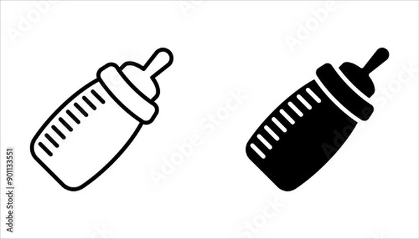 Fototapeta Baby bottle icon set. baby pacifier for mobile concept and web design on white background. color editable