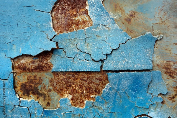 Obraz Peeling paint old car door and rusty texture background