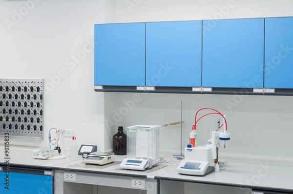 Fototapeta Science modern lab interior architecture.