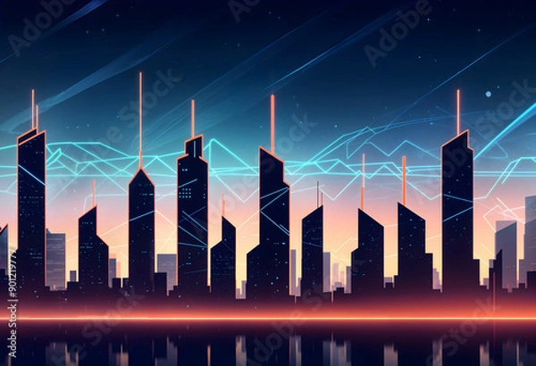 Obraz Futuristic Cityscape with Neon Elements