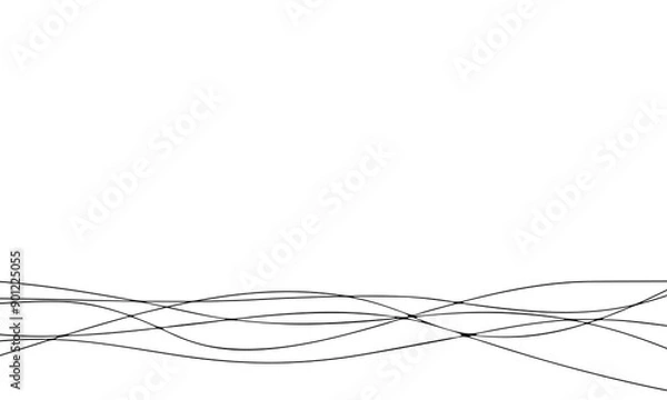 Fototapeta Line, bend, waves, flow pattern, abstract dynamic stroke, linear graphic rays, black as liquid sound, sound flow or texture of an energy technological trace, digital geometric movement.