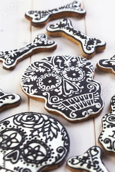 Obraz Homemade skull cookies for Halloween