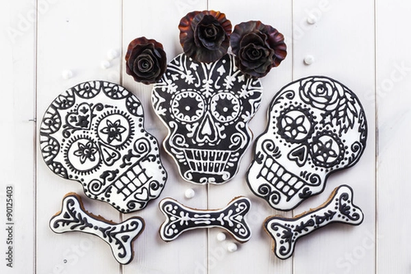 Obraz Homemade skull cookies for Halloween
