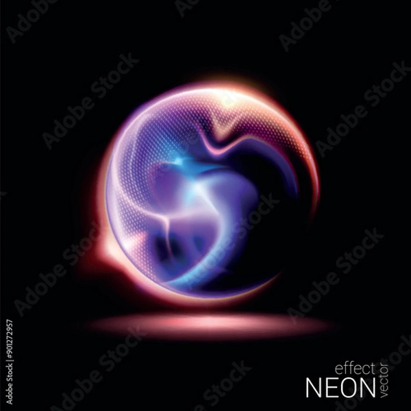 Obraz Vector. Technological abstract 3d background. Bright transparent fiery sphere made of plasma. Spectacular realistic image.