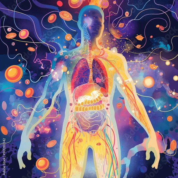 Obraz Illustration of the ketosis process in the human