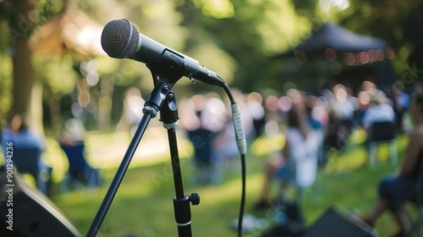 Obraz Outdoor Concerts and Music Festivals, Showcasing Lively Atmospheres, Large Crowds, and Vibrant Performances in Open-Air Venues