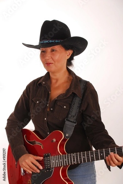 Fototapeta guitar woman ten