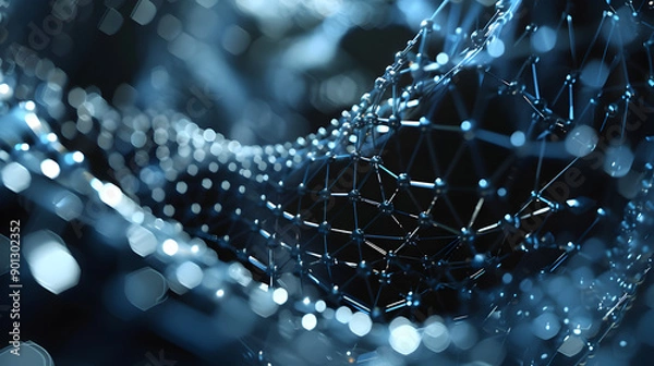 Obraz 3d render of abstract shape that chaotically deformed. Data centralisation concept. Generative Ai.