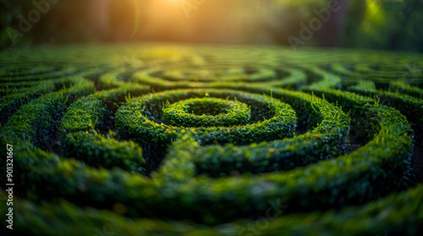Fototapeta photo of a miniature plant maze with a bright background