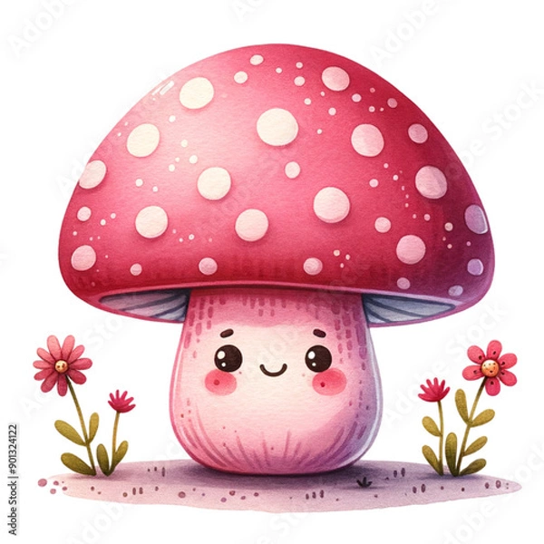 Obraz Pink Mushrooms and Flowers