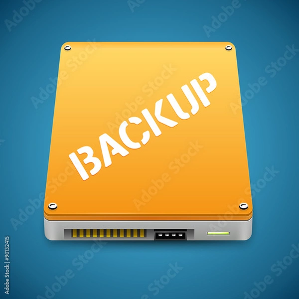 Obraz Portable Data Backup Hard Disc Drive Icon. Vector Illustration of Storage Disc