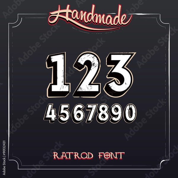 Obraz Retro Vintage Label Font. Vector Grunge Numbers